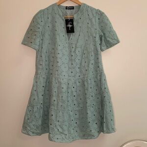 NWT, Flamingals Mint Green Eyelet Ruffle Dress